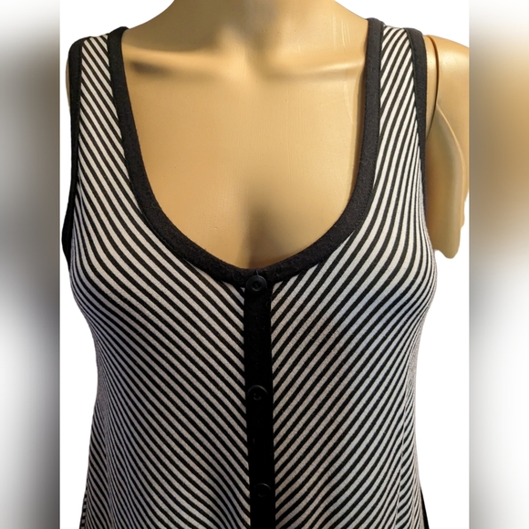 FROXX black & white diagonally striped asymmetrical spaghetti strap tank top. - Picture 11 of 12